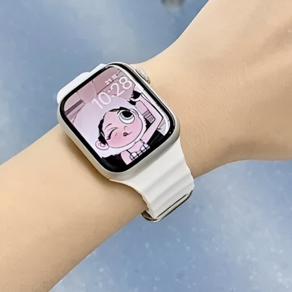 Apple Watch Band Silicone Waterproof Sport Ocean Strap for Apple Watch - White